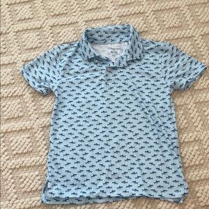 Crewcuts Light Blue Polo with Navy Shark Print